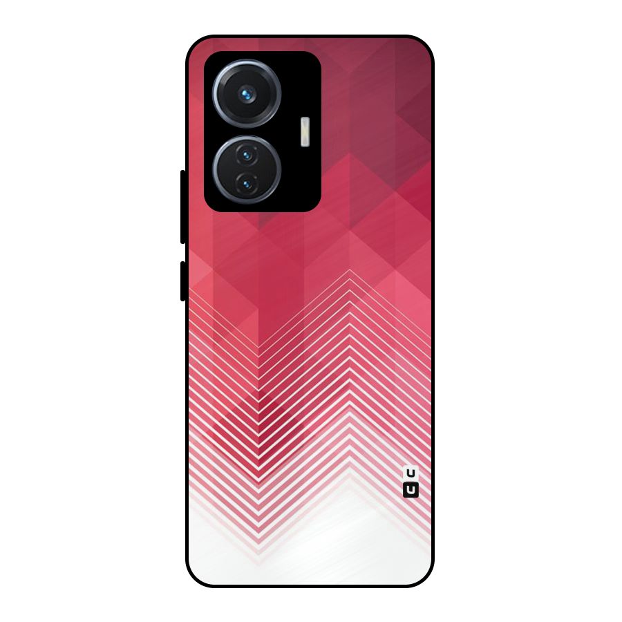 Red Chevron Abstract Metal Back Case for Vivo T1 44W