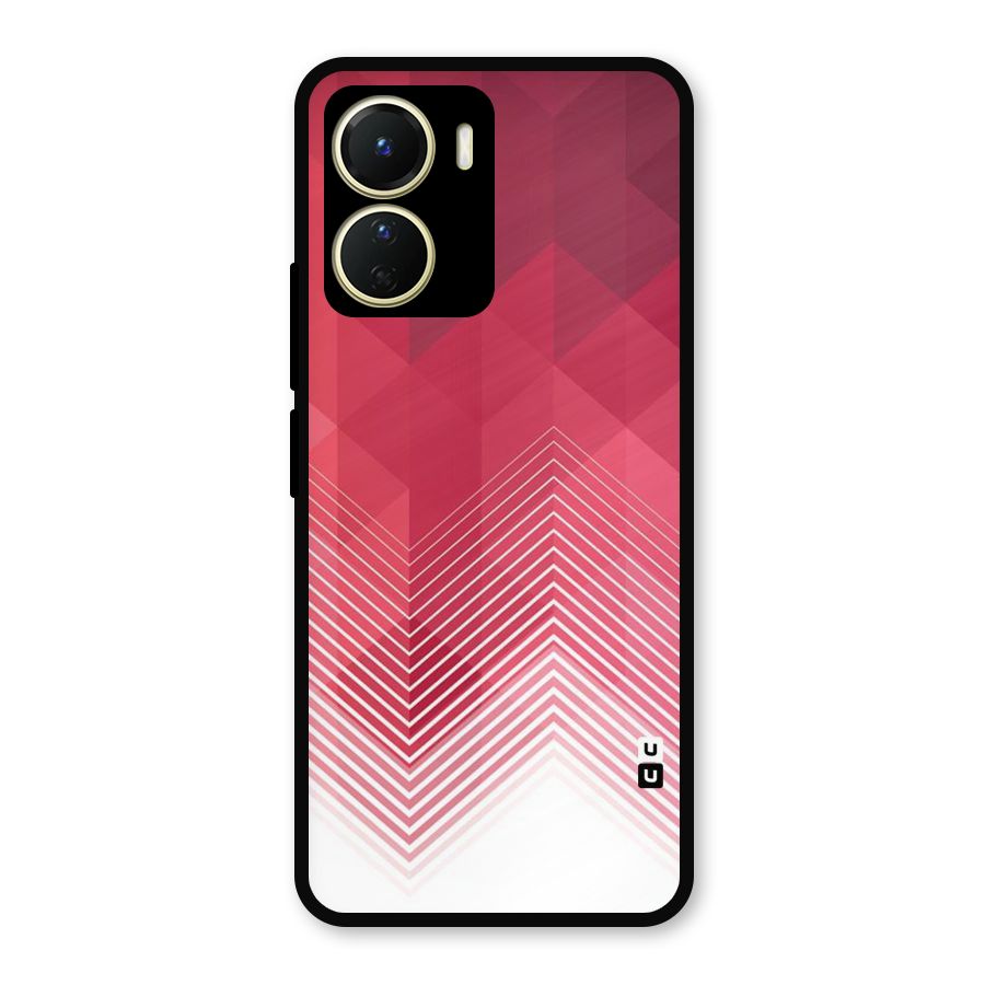Red Chevron Abstract Metal Back Case for Vivo T2x