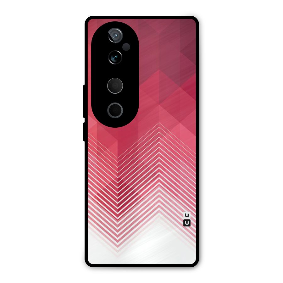 Red Chevron Abstract Metal Back Case for Vivo T3 Ultra