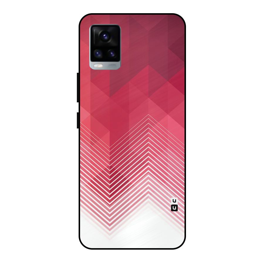 Red Chevron Abstract Metal Back Case for Vivo V20 2021