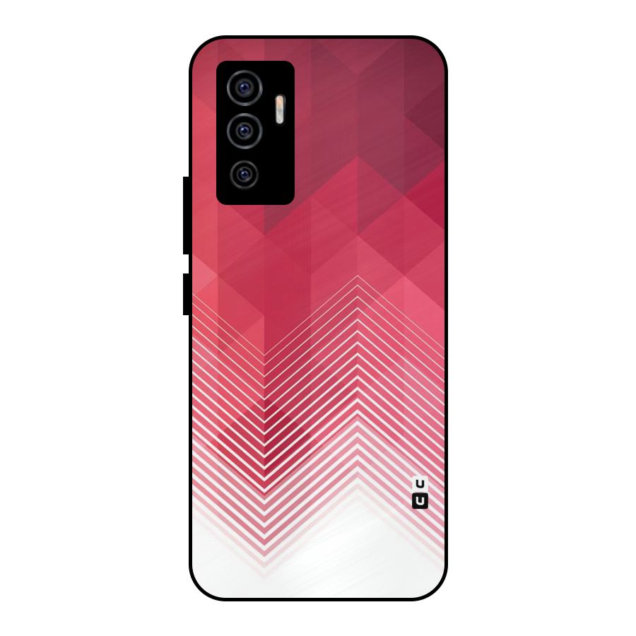 Red Chevron Abstract Metal Back Case for Vivo V23e