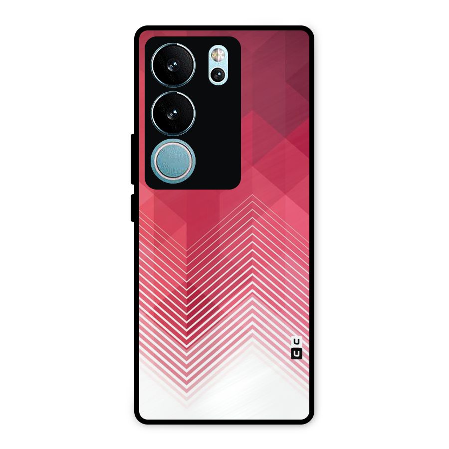 Red Chevron Abstract Metal Back Case for Vivo V29 Pro