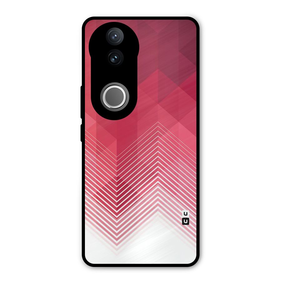 Red Chevron Abstract Metal Back Case for Vivo V50e
