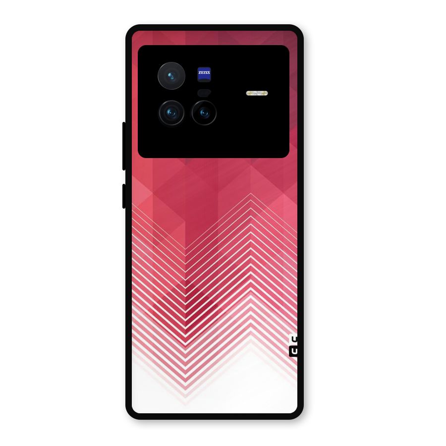 Red Chevron Abstract Metal Back Case for Vivo X80
