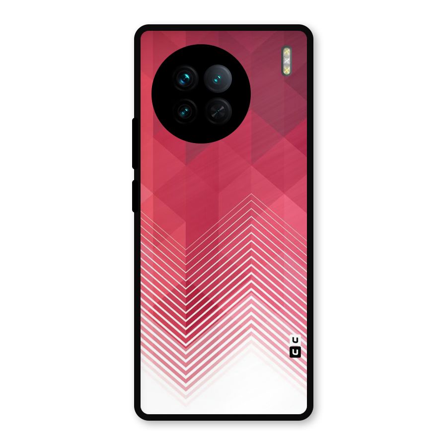 Red Chevron Abstract Metal Back Case for Vivo X90