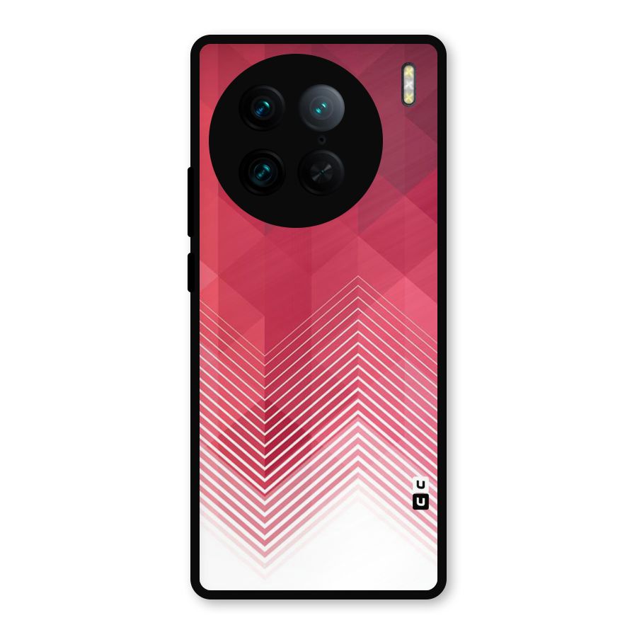 Red Chevron Abstract Metal Back Case for Vivo X90 Pro