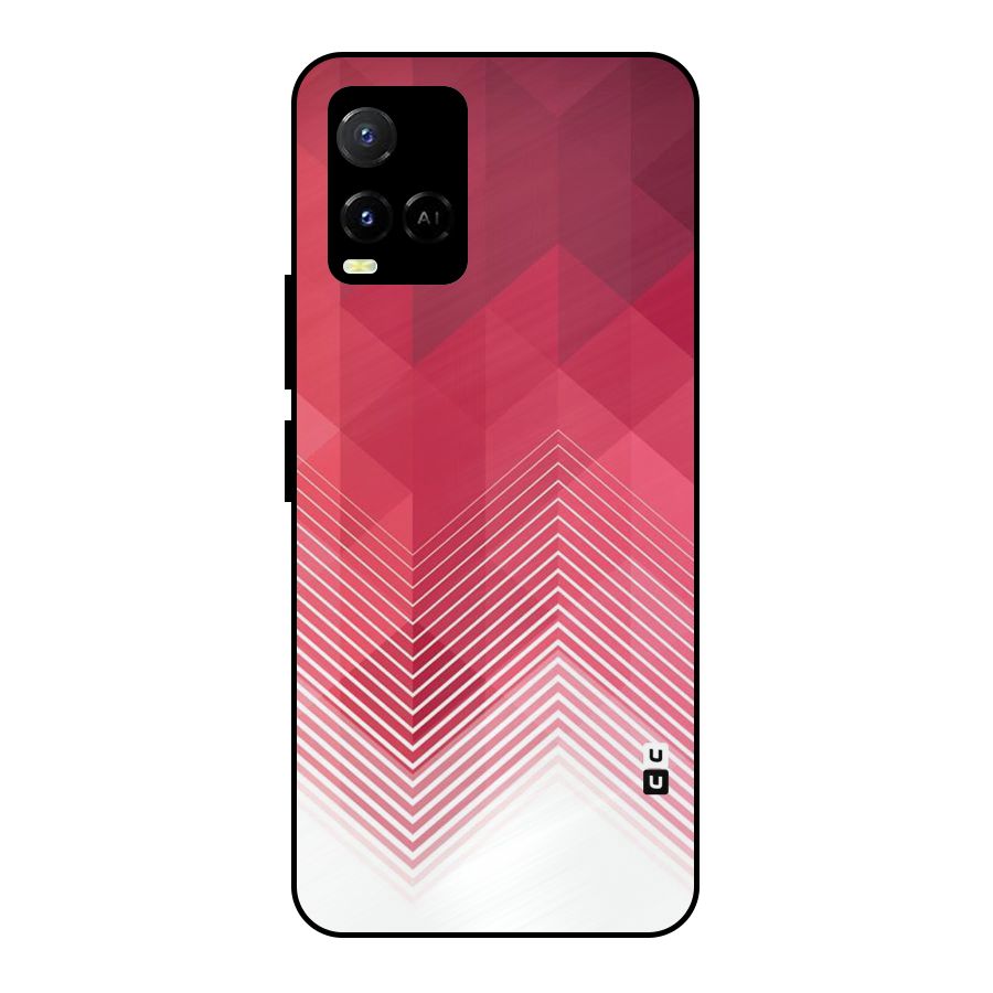 Red Chevron Abstract Metal Back Case for Vivo Y21 2021