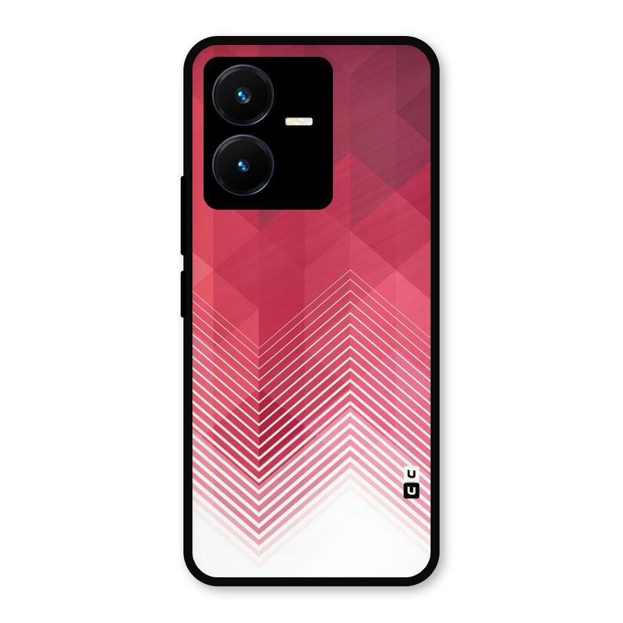 Red Chevron Abstract Metal Back Case for Vivo Y22