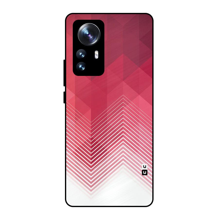 Red Chevron Abstract Metal Back Case for Xiaomi 12 Pro