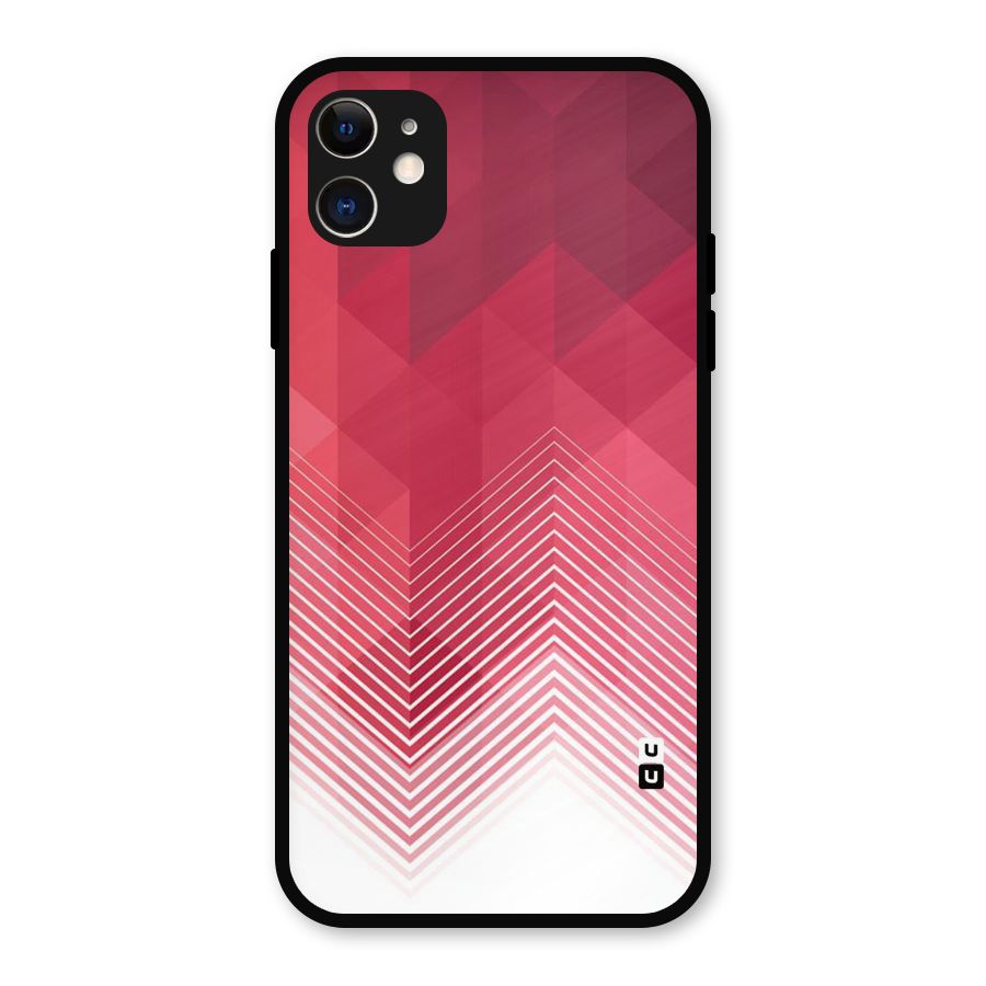 Red Chevron Abstract Metal Back Case for iPhone 11