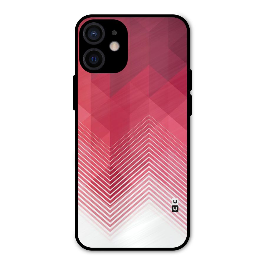 Red Chevron Abstract Metal Back Case for iPhone 12 Mini