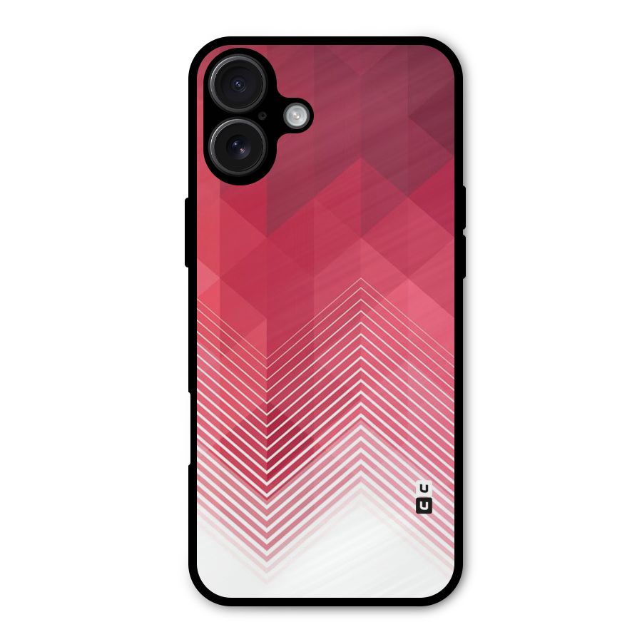 Red Chevron Abstract Metal Back Case for iPhone 16 Plus