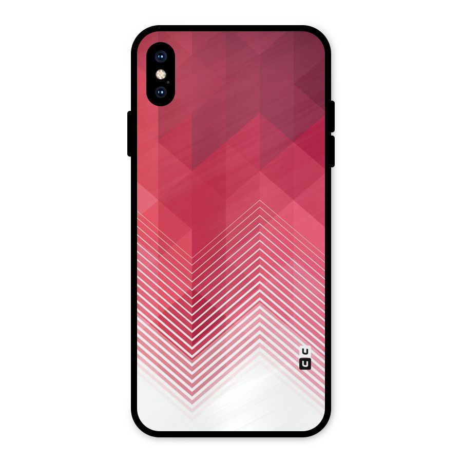 Red Chevron Abstract Metal Back Case for iPhone XS Max