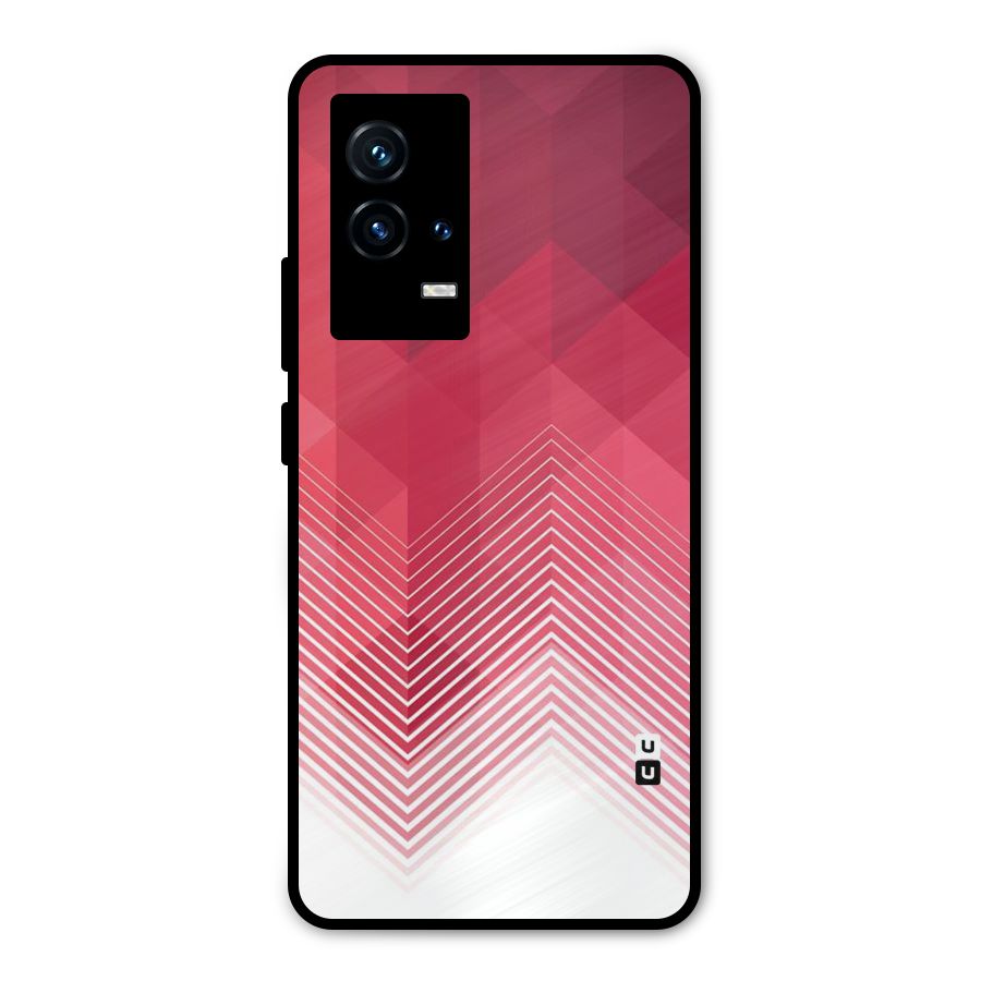 Red Chevron Abstract Metal Back Case for iQOO 9 5G