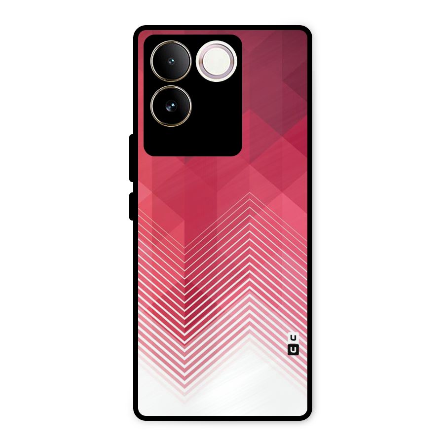 Red Chevron Abstract Metal Back Case for iQOO Z7 Pro
