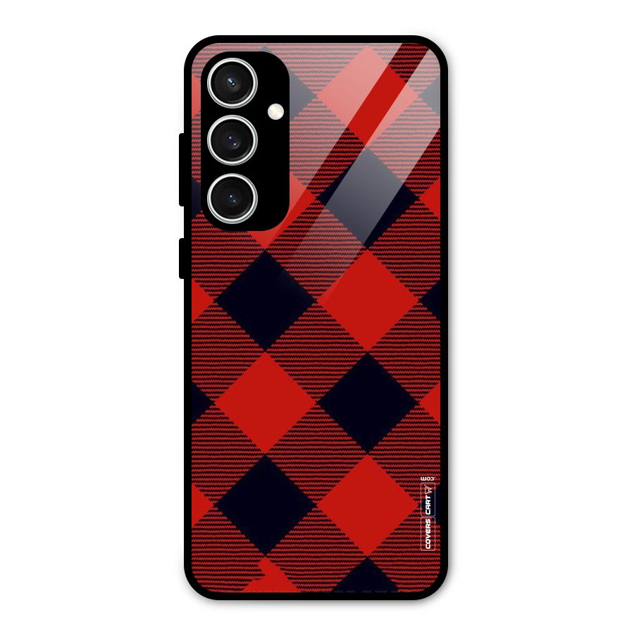 Red Diagonal Check Glass Back Case for Galaxy S23 FE
