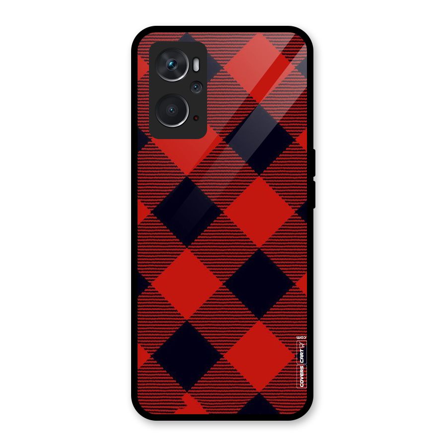 Red Diagonal Check Glass Back Case for Oppo K10 4G