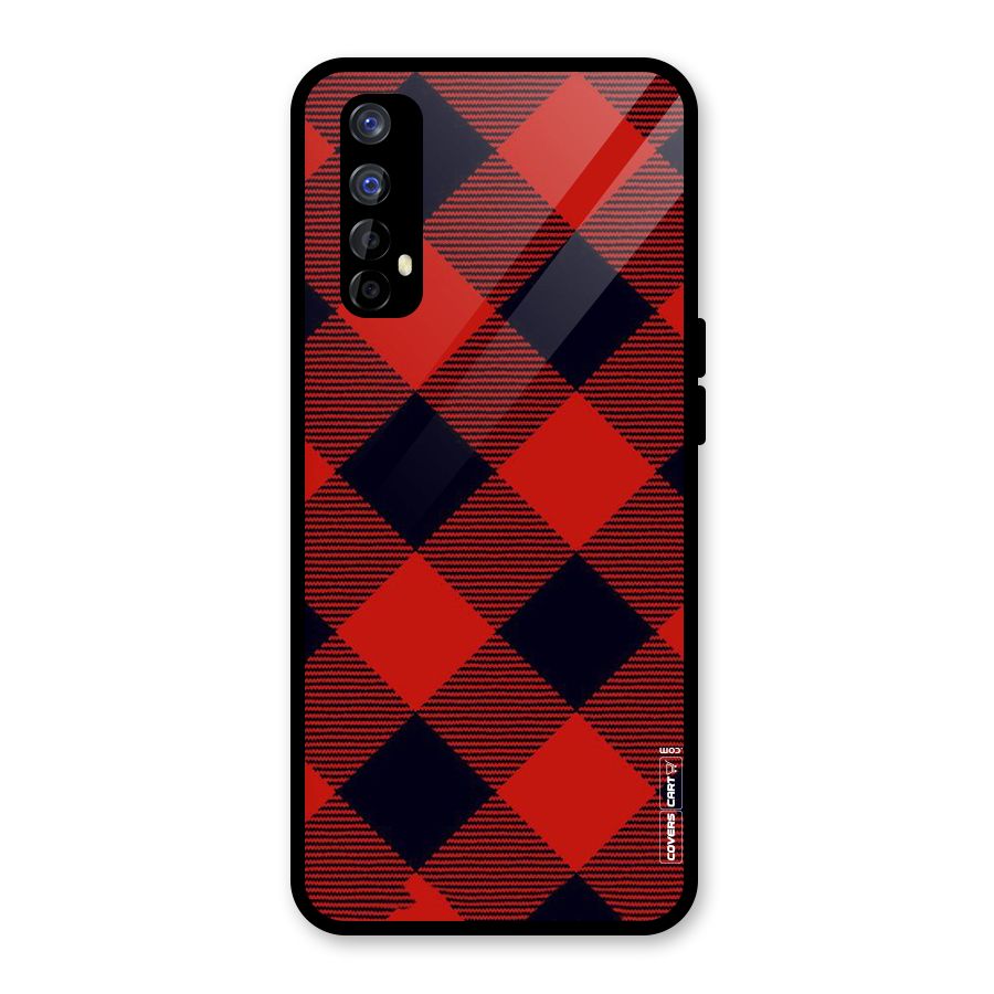 Red Diagonal Check Glass Back Case for Realme 7