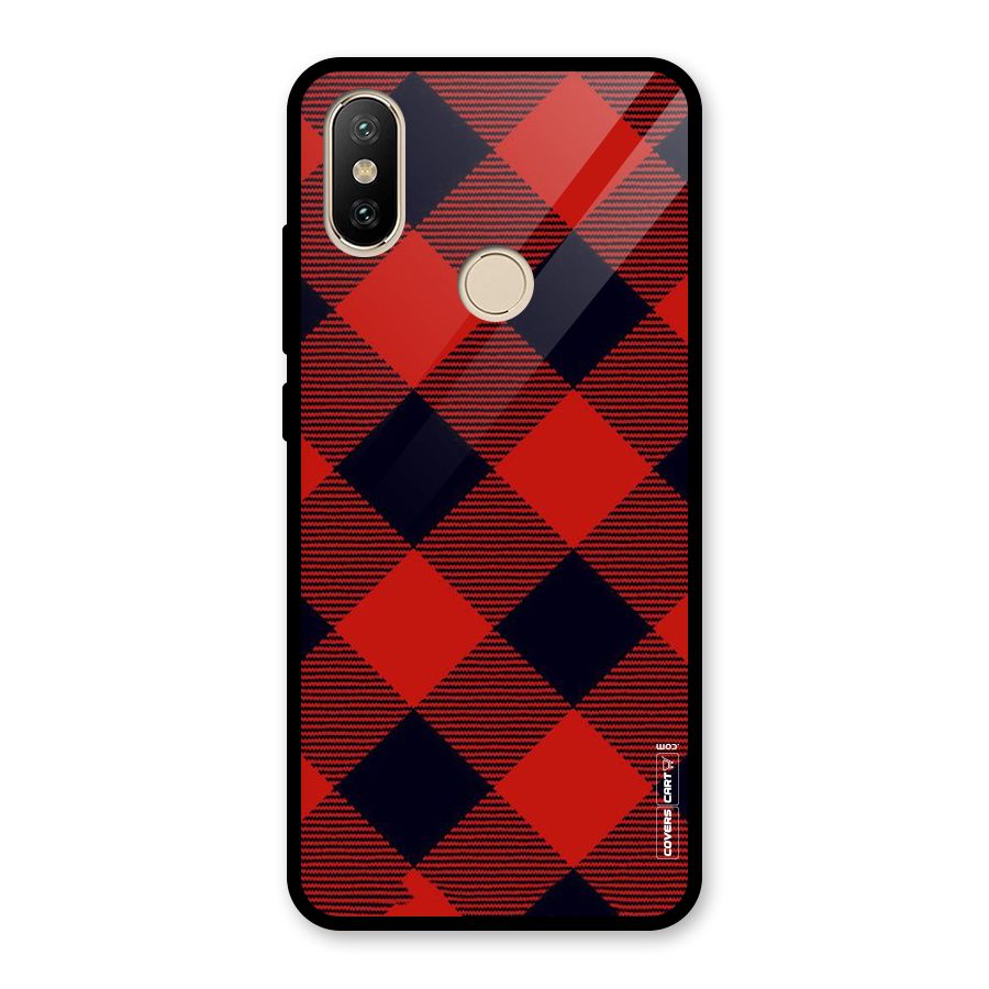 Red Diagonal Check Glass Back Case for Redmi A2