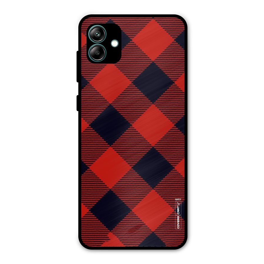 Red Diagonal Check Metal Back Case for Galaxy A04