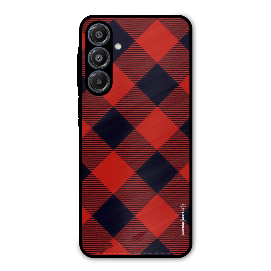Red Diagonal Check Metal Back Case for Galaxy A16 5G