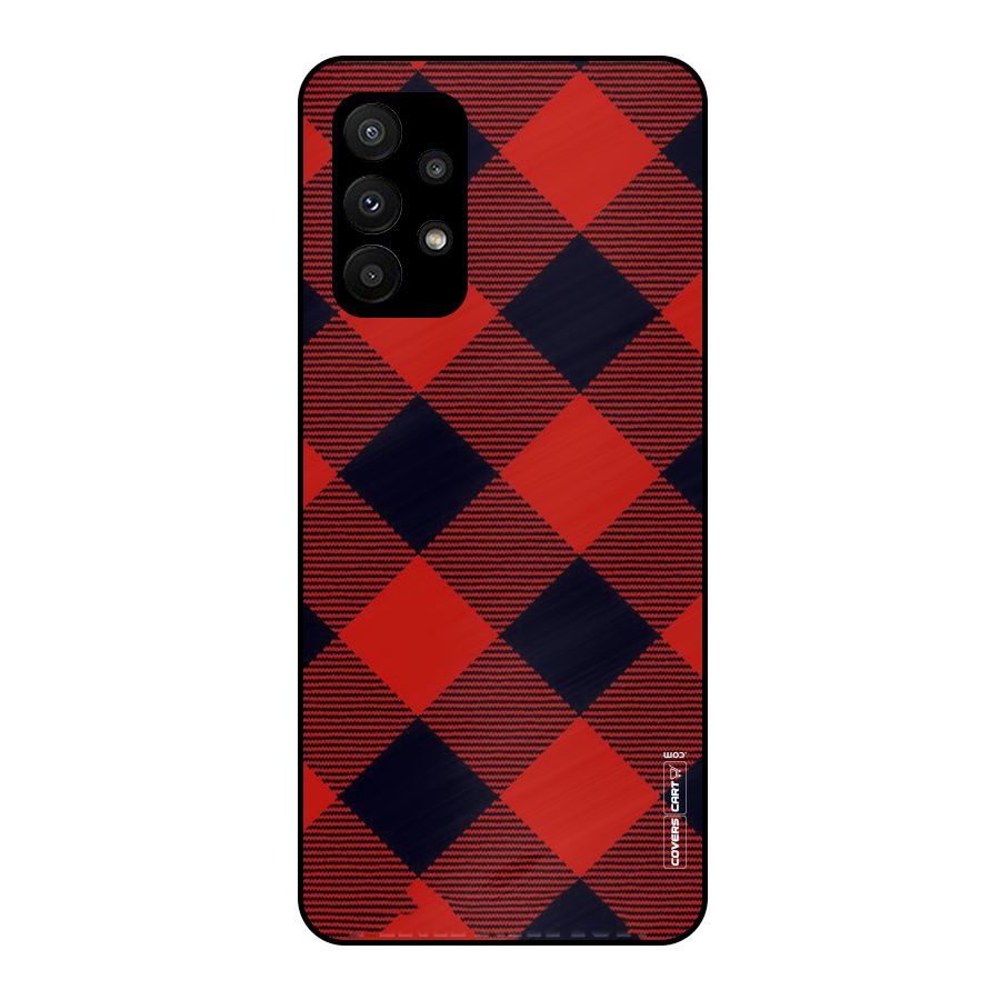 Red Diagonal Check Metal Back Case for Galaxy A23