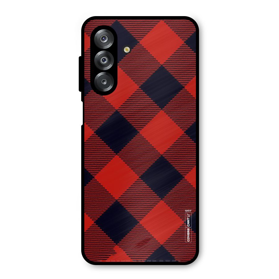 Red Diagonal Check Metal Back Case for Galaxy A26