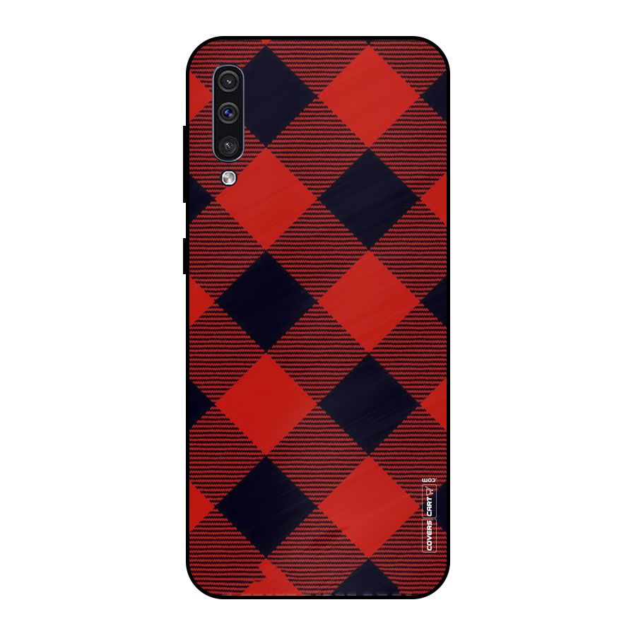 Red Diagonal Check Metal Back Case for Galaxy A30s