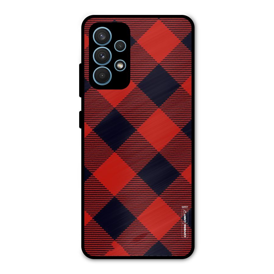 Red Diagonal Check Metal Back Case for Galaxy A32