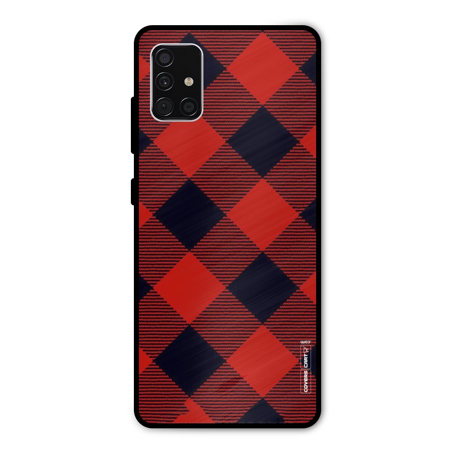 Red Diagonal Check Metal Back Case for Galaxy A51