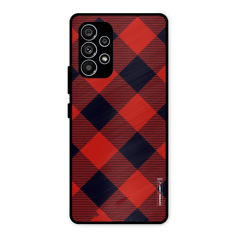 Red Diagonal Check Metal Back Case for Galaxy A53 5G