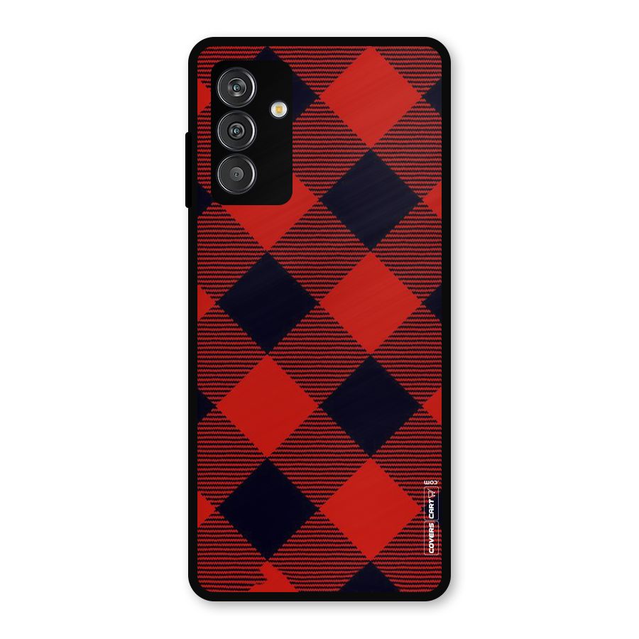 Red Diagonal Check Metal Back Case for Galaxy F13