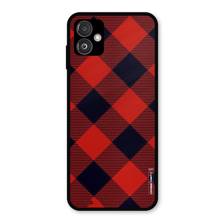 Red Diagonal Check Metal Back Case for Galaxy F14