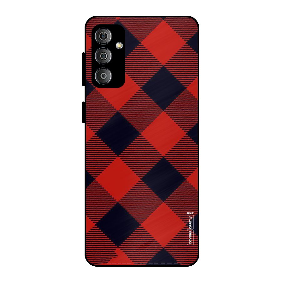 Red Diagonal Check Metal Back Case for Galaxy F23