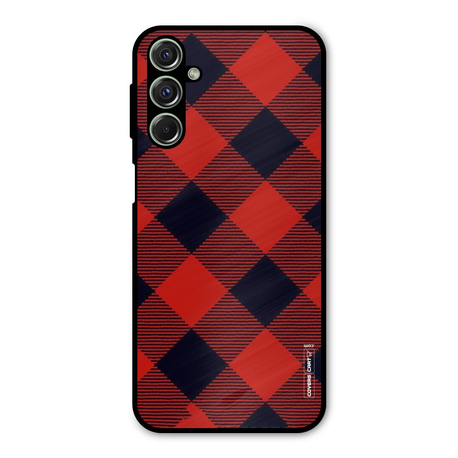 Red Diagonal Check Metal Back Case for Galaxy F34