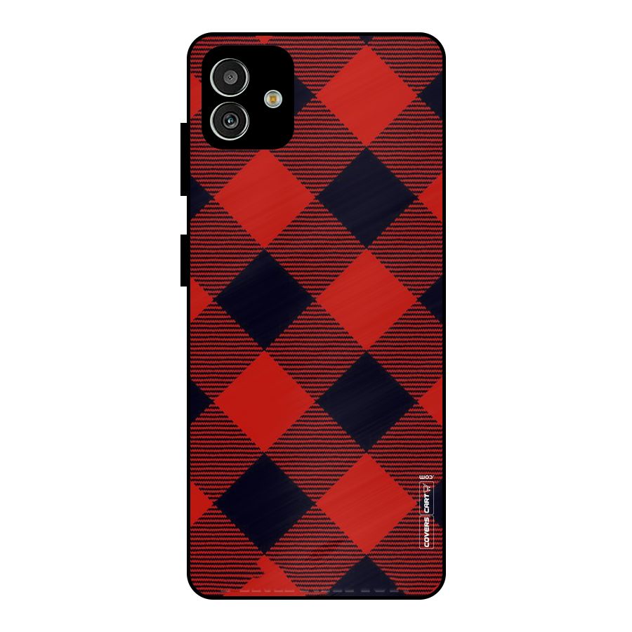 Red Diagonal Check Metal Back Case for Galaxy M13 5G