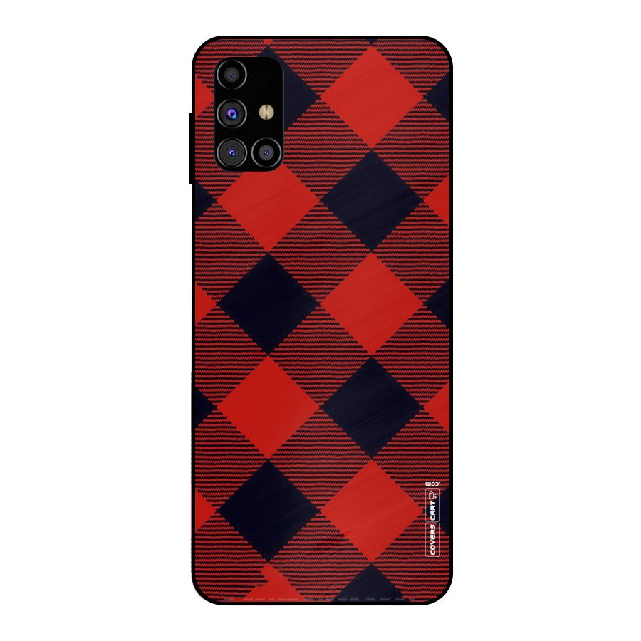 Red Diagonal Check Metal Back Case for Galaxy M31s