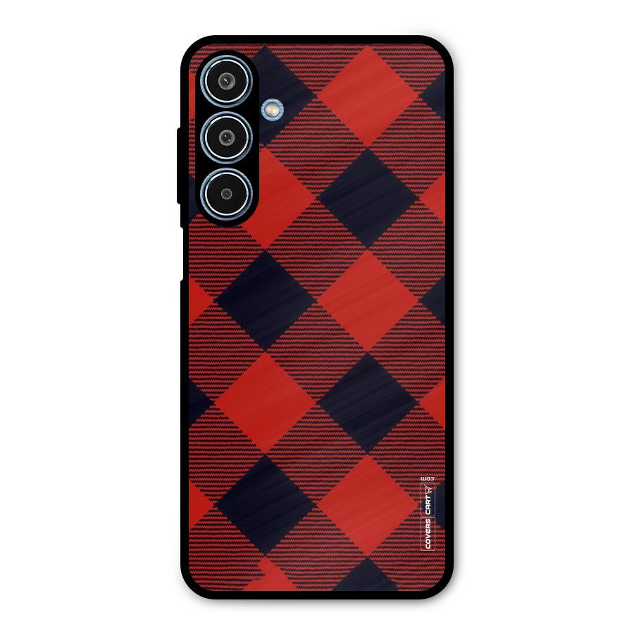 Red Diagonal Check Metal Back Case for Galaxy M35
