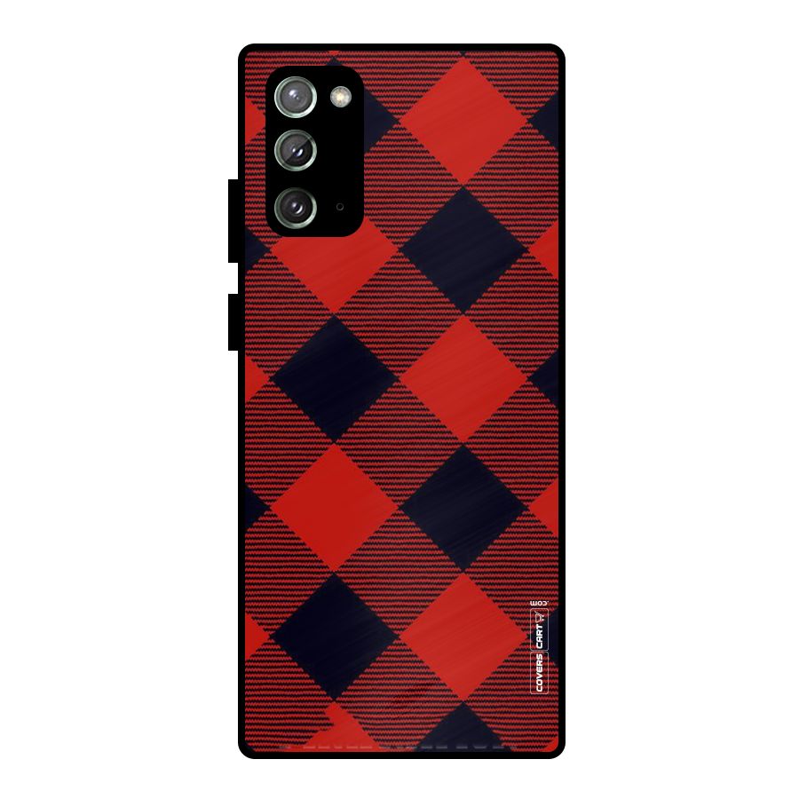 Red Diagonal Check Metal Back Case for Galaxy Note 20