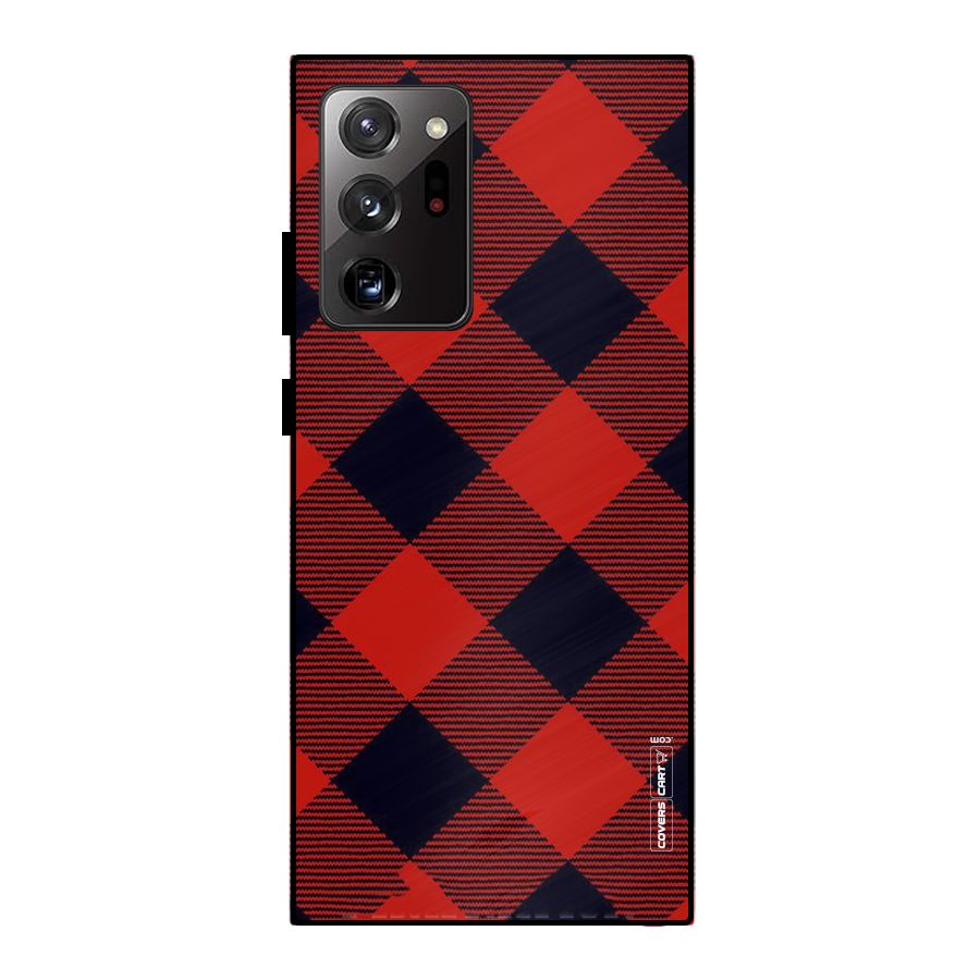 Red Diagonal Check Metal Back Case for Galaxy Note 20 Ultra
