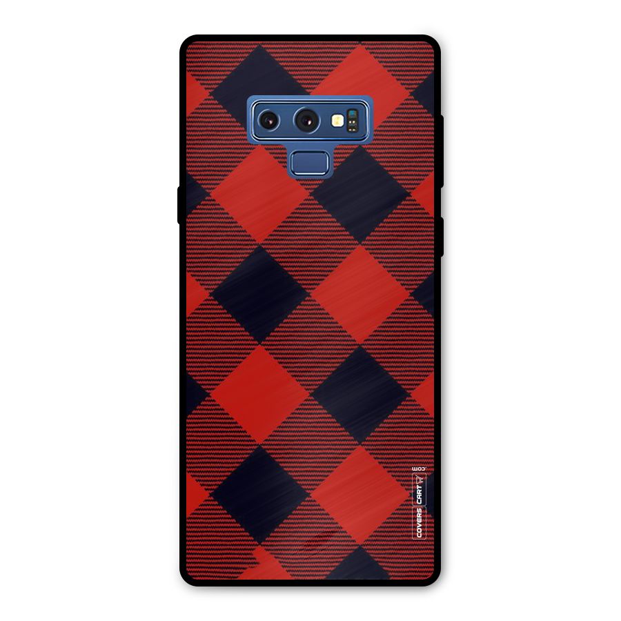 Red Diagonal Check Metal Back Case for Galaxy Note 9