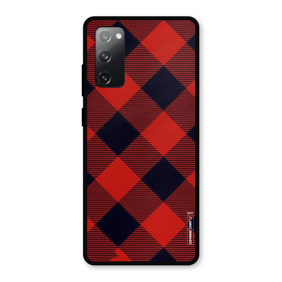 Red Diagonal Check Metal Back Case for Galaxy S20 FE