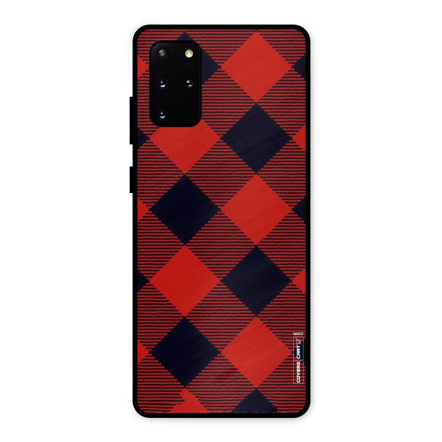 Red Diagonal Check Metal Back Case for Galaxy S20 Plus