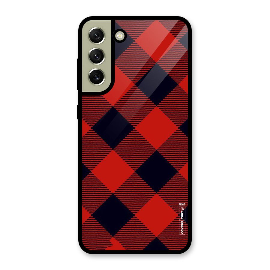Red Diagonal Check Metal Back Case for Galaxy S21 FE 5G (2023)