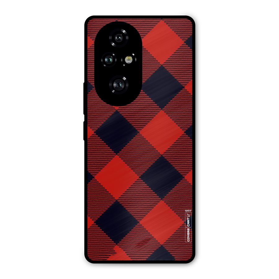 Red Diagonal Check Metal Back Case for Honor 200 Pro