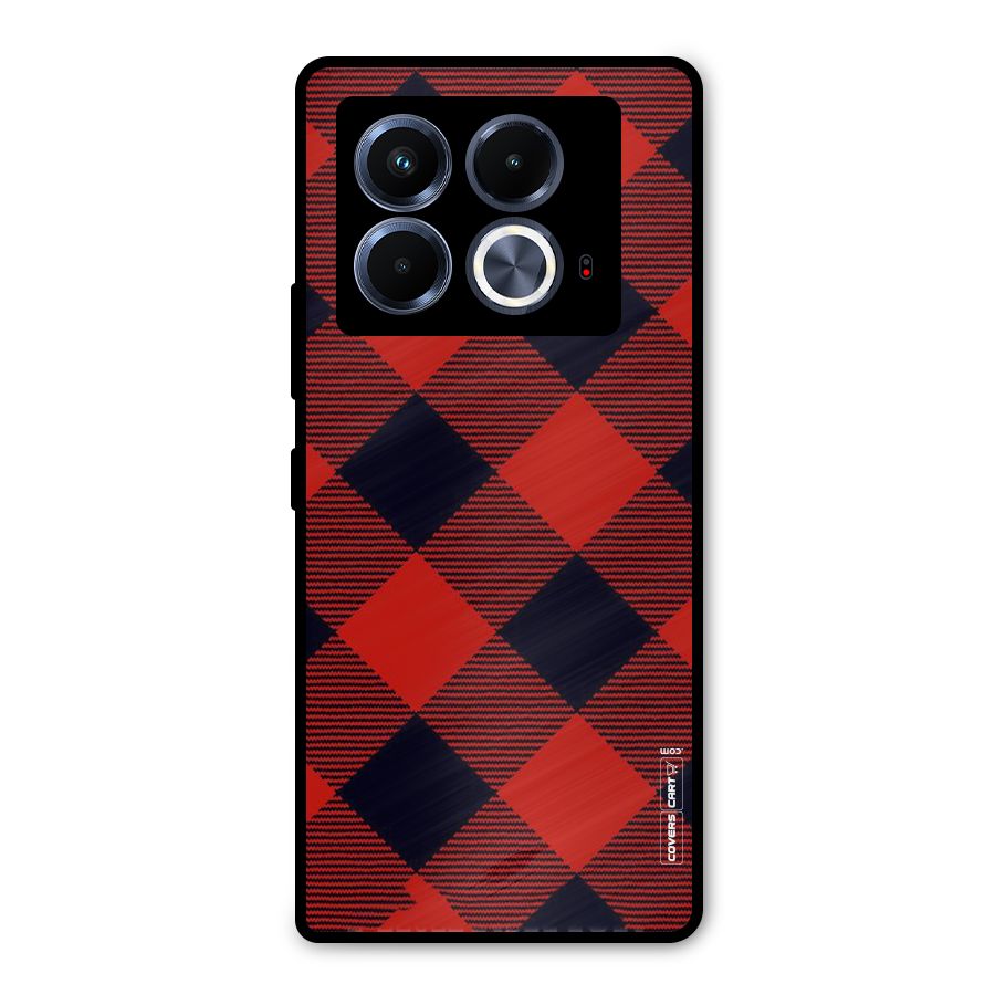 Red Diagonal Check Metal Back Case for Infinix Note 40 5G