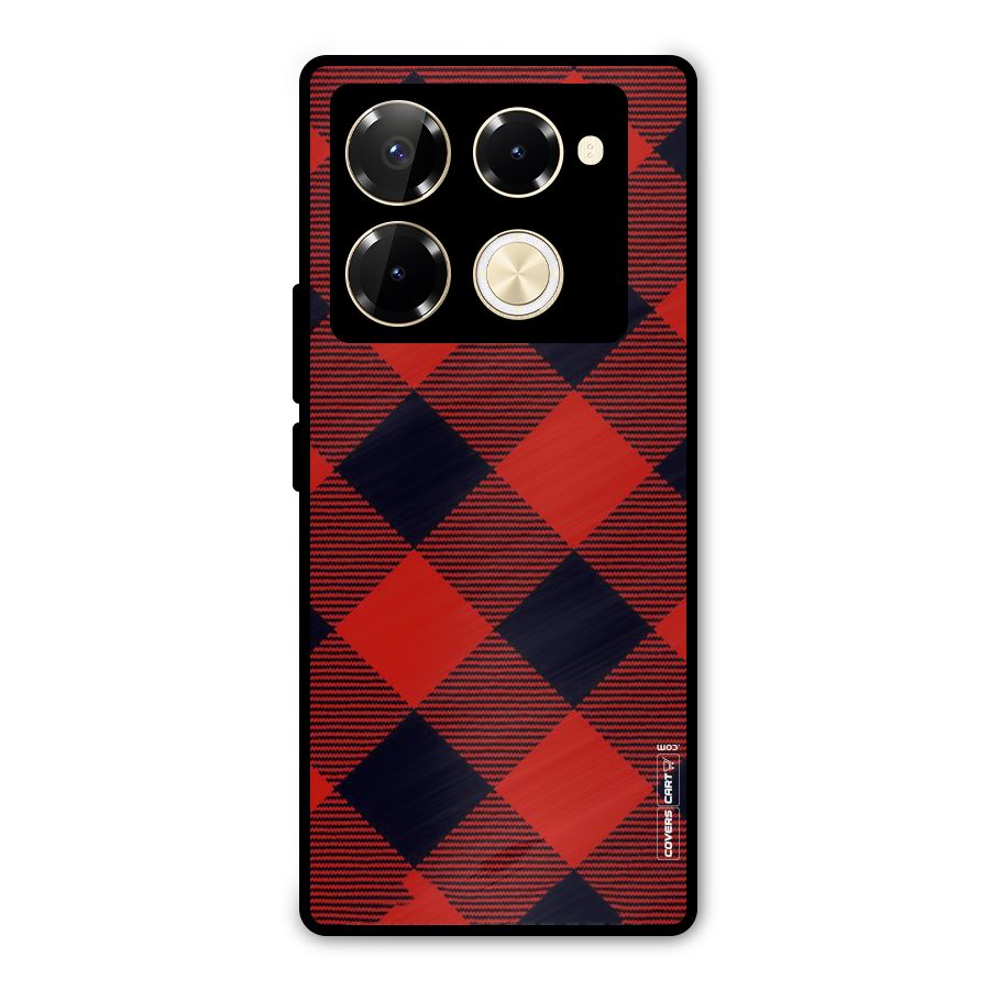 Red Diagonal Check Metal Back Case for Infinix Note 40 Pro