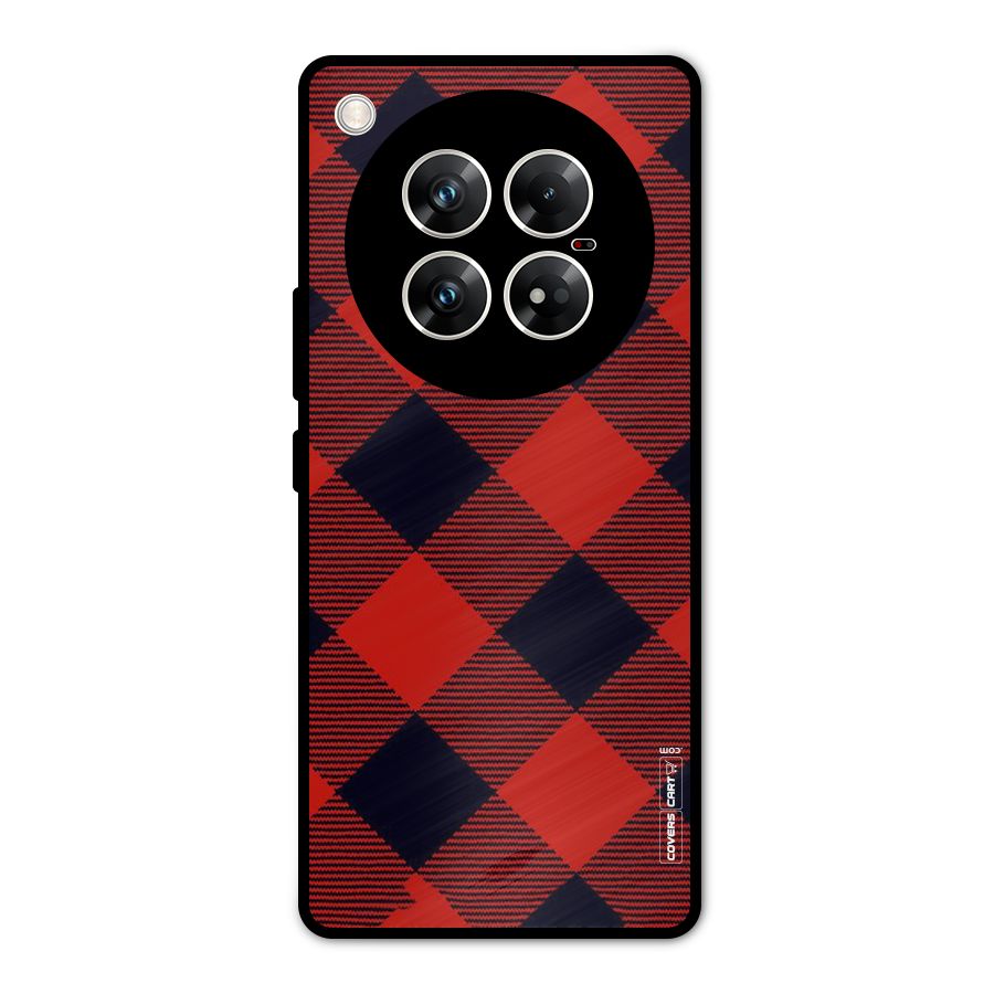 Red Diagonal Check Metal Back Case for Infinix Zero 40 5G