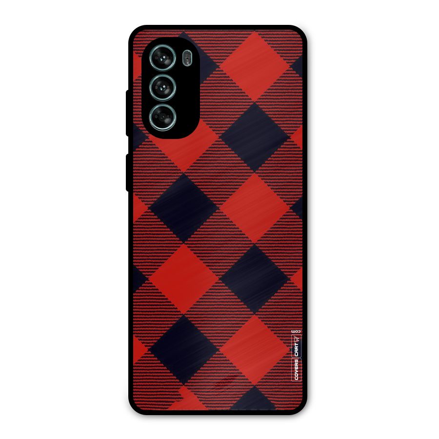 Red Diagonal Check Metal Back Case for Moto G62
