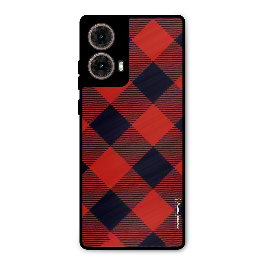 Red Diagonal Check Metal Back Case for Moto G85